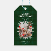 Retro groene ruit whimsical Kerstmis  Cadeaulabel (Achterkant)