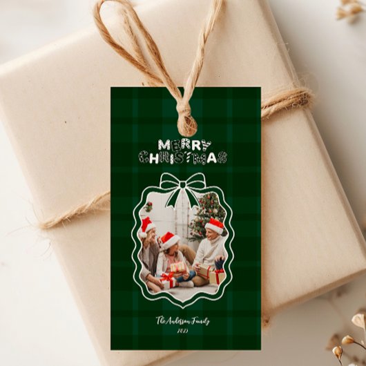 Retro groene ruit whimsical Kerstmis  Cadeaulabel