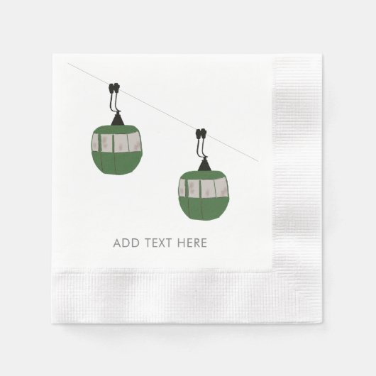 Retro groene ski gondel liftskiërs servet (Voorkant)