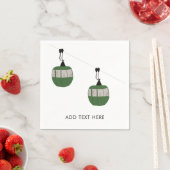 Retro groene ski gondel liftskiërs servet (Insitu)