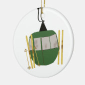 Retro groene skilift - skiën snowboarden keramisch ornament (Links)