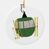 Retro groene skilift - skiën snowboarden keramisch ornament (Achterkant)