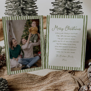 Retro groene strepen frame foto Kerstmis Feestdagenkaart