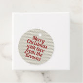 Retro  Groene Strepen Rood Vrolijk Kerstfeest Bedankjes Labels (In situ)