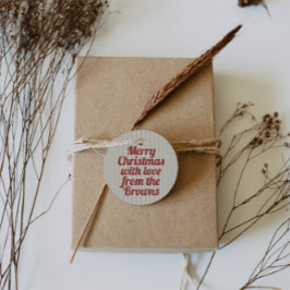 Retro Groene Strepen Rood Vrolijk Kerstfeest Bedankjes Labels