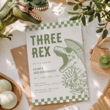 Retro groene T Rex dinosaurus verjaardagsfeestje 