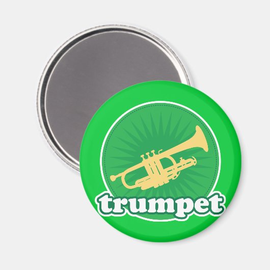 Retro Groene Trompet Muziek Gift Magneet (Voorkant / Achterkant)