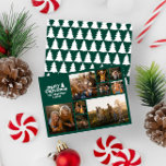 Retro groene typografie moderne multi foto feestdagenkaart<br><div class="desc">Retro groene typografie moderne multi foto Kerstmis. Tekst- en achtergrondkleuren kunnen worden aangepast. Onderdeel van een collectie</div>