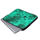 Retro Groene Verf Splatter Laptop Sleeve (Voorkant onderkant)