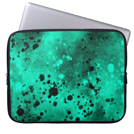 Retro Groene Verf Splatter Laptop Sleeve (Voorkant)