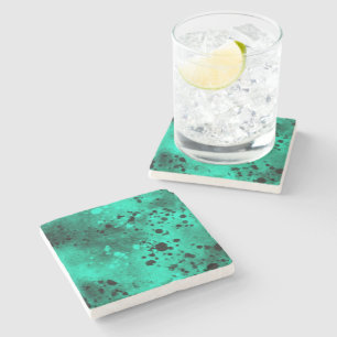 Retro Groene Verf Splatter Stenen Onderzetter