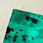 Retro Groene Verf Splatter Strandlaken (In situ)