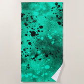 Retro Groene Verf Splatter Strandlaken (Voorkant)
