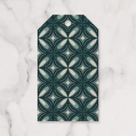 retro groene vormen cadeaulabels (Achterkant)