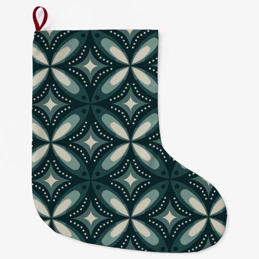 retro groene vormen grote kerstsok (Voorkant)