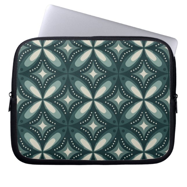 retro groene vormen laptop sleeve (Voorkant)