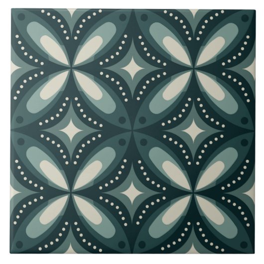retro groene vormen tegeltje (Voorkant)