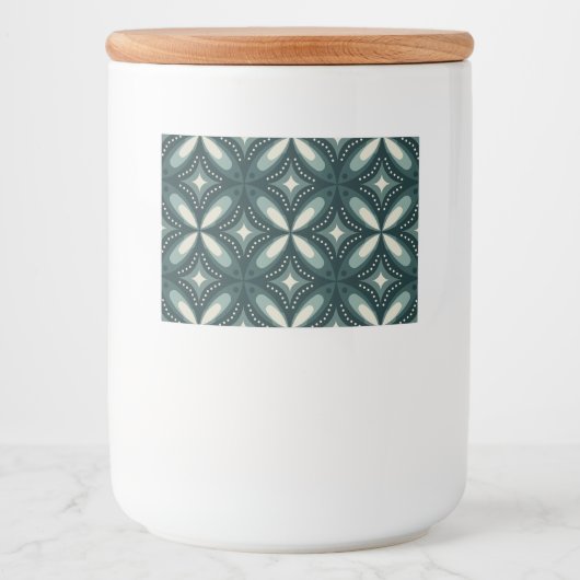 retro groene vormen voedselcontainer etiket (Voorkant)