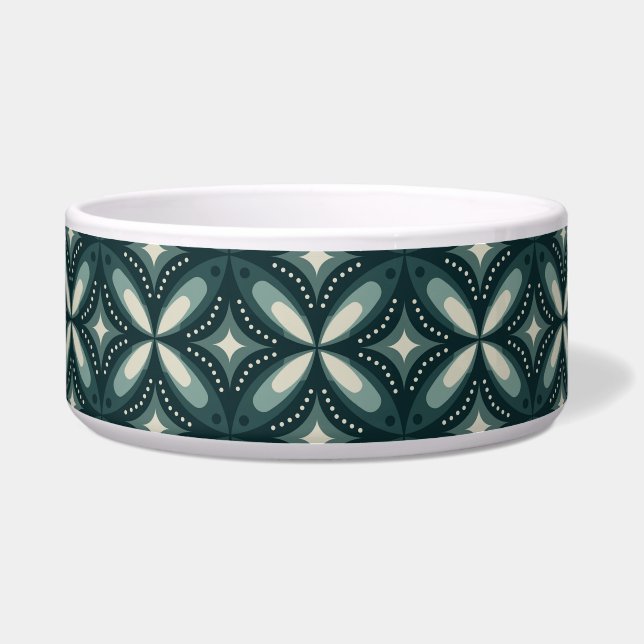 retro groene vormen voerbakje (Voorkant)