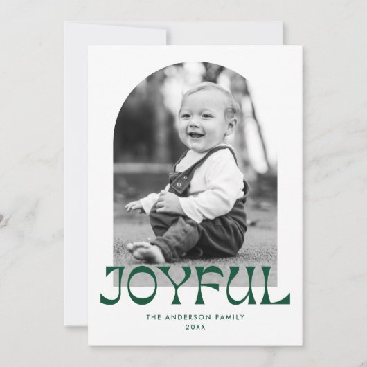 Retro Groene Vreugdeboog Foto Feestdagenkaart (Voorkant)