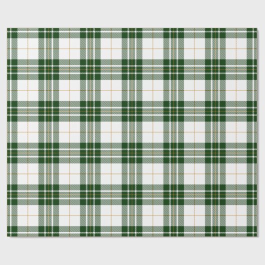 Retro groene witte Kerstmis Nieuwjaar Schotse ruit Cadeaupapier (Vlak)