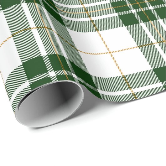 Retro groene witte Kerstmis Nieuwjaar Schotse ruit Cadeaupapier (Rol Hoek)