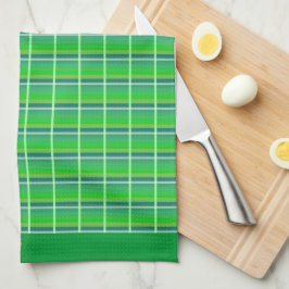 Retro groene witte ruitpatroon keukendoek theedoek