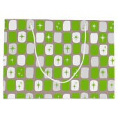 Retro Groene & Witte Zak van de Gift Starburst Groot Cadeauzakje (Achterkant)