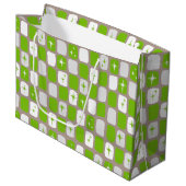 Retro Groene & Witte Zak van de Gift Starburst Groot Cadeauzakje (Voorkant Gekanteld)