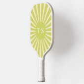 Retro groene zonnestraalmonogram initiaal pickleball paddle (Links)