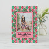 Retro Groet Foto Kerst Kaart (Staand voorkant)