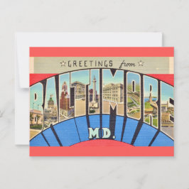 Retro groet uit Baltimore MD Briefkaart