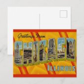 Retro groet uit Chicago Briefkaart (Voorkant / Achterkant)