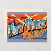 Retro groet uit New York City Briefkaart (Voorkant / Achterkant)