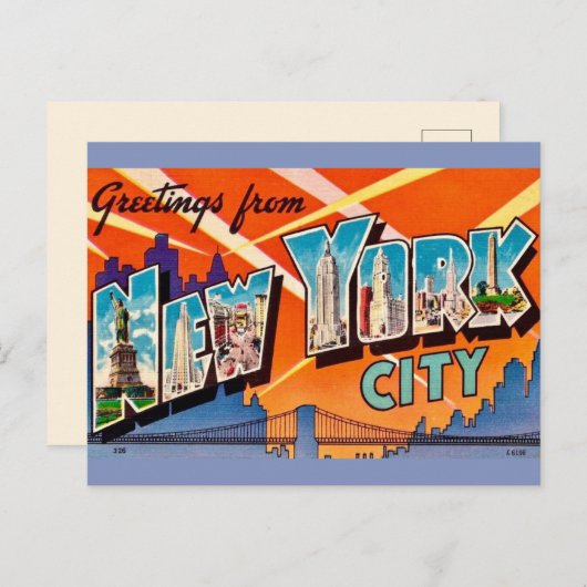 Retro groet uit New York City Briefkaart (Voorkant / Achterkant)