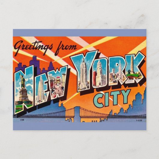 Retro groet uit New York City Briefkaart (Voorkant)