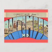 Retro Groet van Baltimore MD Briefkaart (Voorkant)
