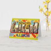 Retro Groet van Chicago Kaart (Gele Bloem)