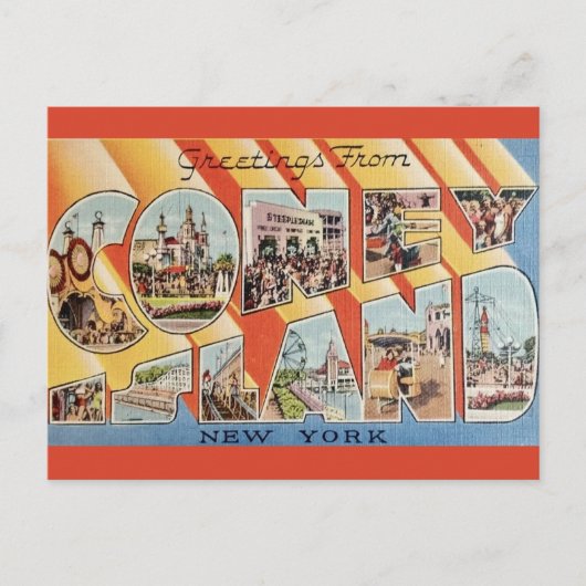 Retro groet van Coney Island NY Briefkaart (Voorkant)