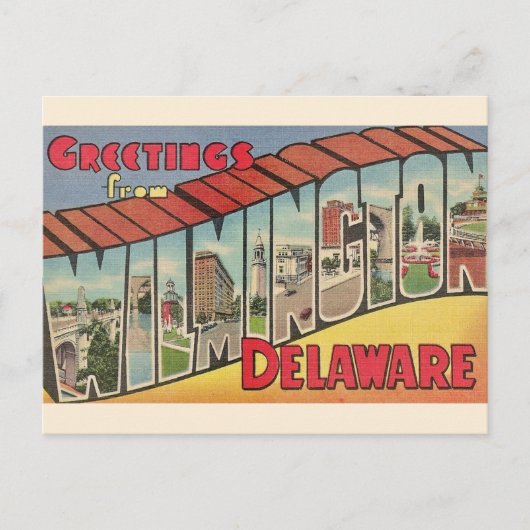 Retro groet voor Wilmington Delaware Briefkaart (Voorkant)