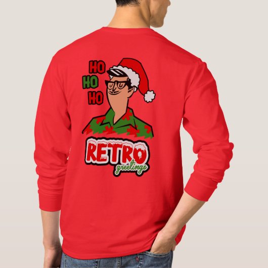 Retro Groeten Kerstmis T-shirt (Achterkant)