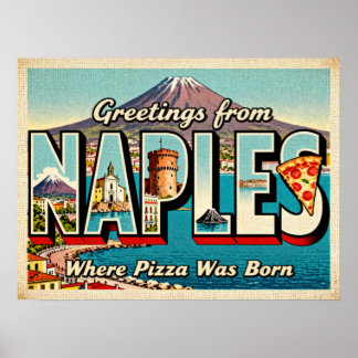 Retro 'Groeten uit Napels'-poster Poster