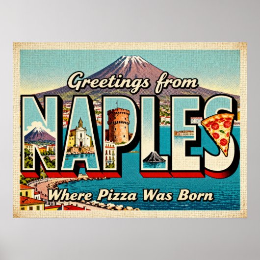 Retro 'Groeten uit Napels'-poster Poster (Voorkant)