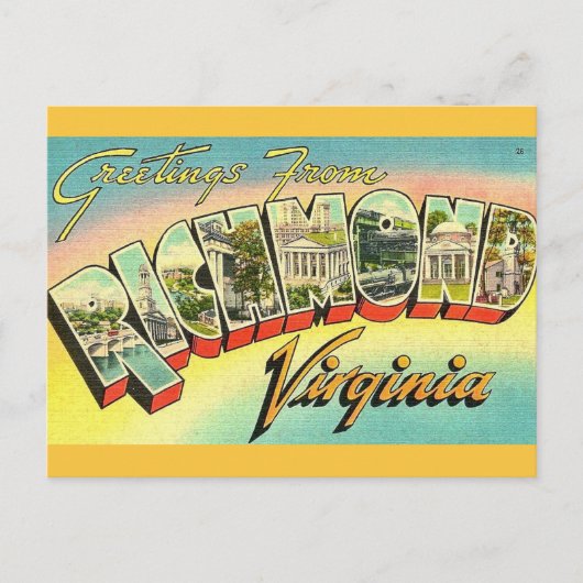 Retro groeten uit Richmond, VA Briefkaart (Voorkant)