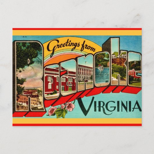 Retro Groeten uit Roanoke, VA Briefkaart (Voorkant)