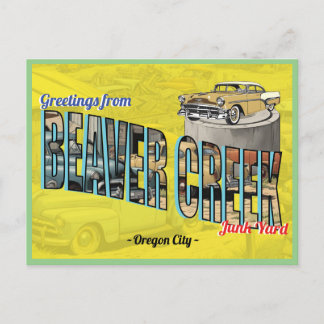 Retro Groeten van Beaver Creek Junk Yard Briefkaart