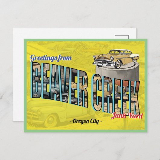 Retro Groeten van Beaver Creek Junk Yard Briefkaart (Voorkant / Achterkant)