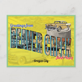 Retro Groeten van Beaver Creek Junk Yard Briefkaart