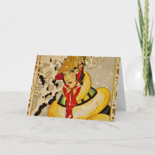 Retro Groeten van Kerstmis van de Vin Feestdagen Kaart