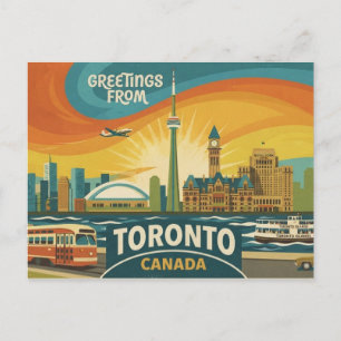 Retro. Groeten vanuit Toronto Canada. Feestdagenkaart